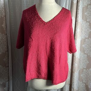 🔴 Sarah Arizona Red V-Neck Short Sleeve Sweater – Size Large 🔴